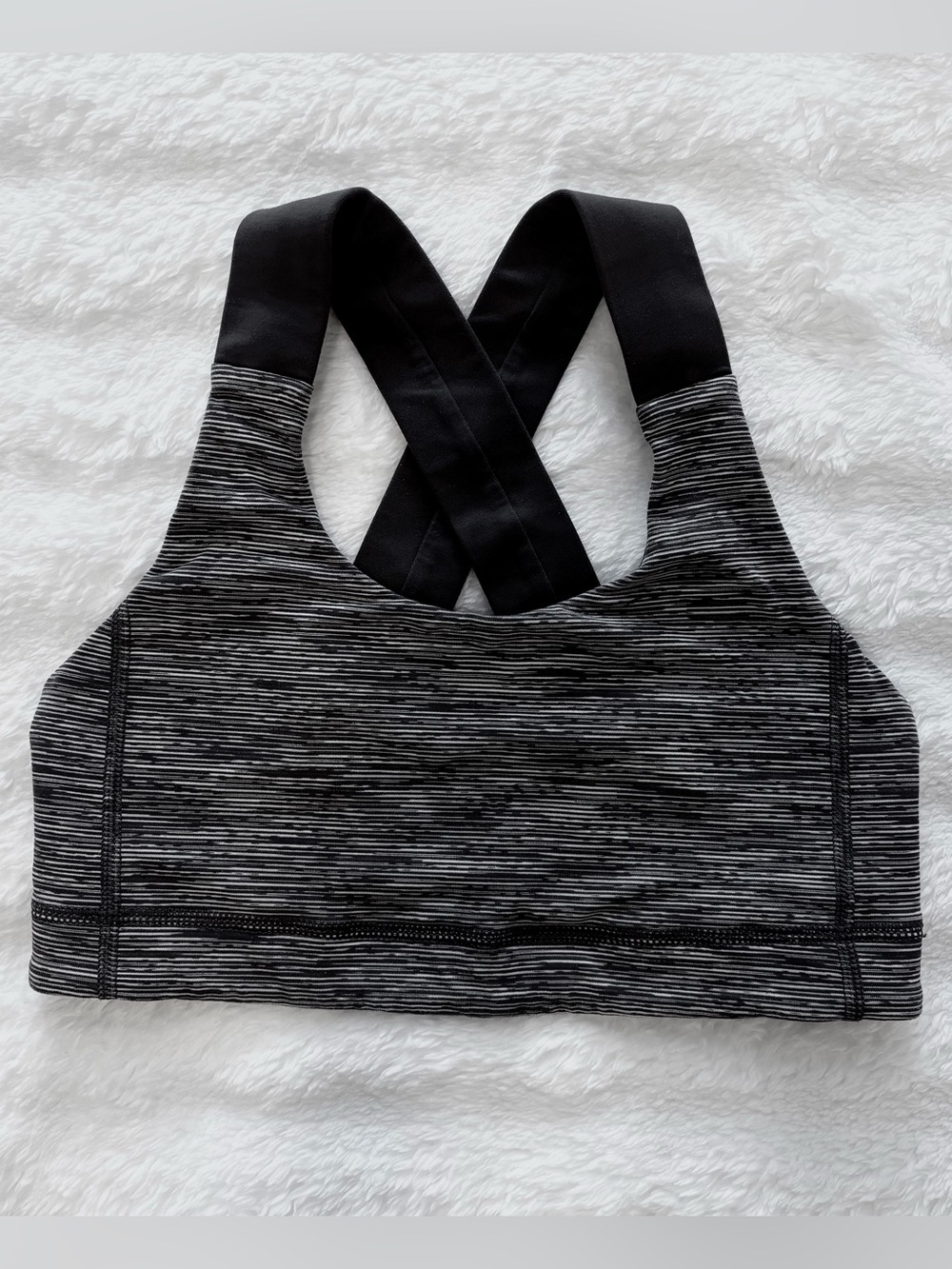 Lululemon all sport bra size 4 charcoal grey white stripe